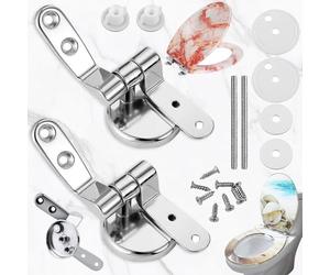 Basetousual 1 Set Cerniera Cromata per Sedile WC, Cerniere Sedile WC Ricambio Universale, Universali per Tavoletta Copriwater, Sedile del Water in Resina di Legno
