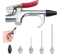 Basetousual 5 Pezzi Pistola Di Soffiaggio, Pistola Ad Aria Compressa Con Ugelli, Pistola Ad Aria Compressa In Lega Zinco, Kit Pistola Soffiante Pneumatica, Per Pulizia Manutenzione Degli Utensili