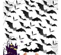 Basetousual 72 pezzi Pipistrelli appesi per Halloween, adesivi murali a forma di pipistrello, adesivi 3D a forma di pipistrello, decorazioni fai da te Batman, per decorare le finestre di casa, festa d