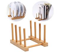 Basetousual Scolapiatti Verticale in Bambù, Stendino per Piatti in Bambù, Scolapiatti in Bambù, Stendino per Piatti in Legno di Bambù, per Piatti, Ciotole, Tazze, Coperchi, Taglieri, Libri-3 slot