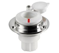 BASETTA DRITTA A INCASSO INOX CON CAPPUCCIO BIANCO 2 CONTATTI ACCESSORI NAUTICA