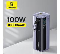 Baseus 100W 10000mAh Power Bank Cavo USB-C retrattile incorporato Batteria esterna portatile PD Power Bank per Samsung iPad iPhone