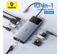 Baseus 10Gbps USB C HUB 4K 60Hz Tipo C a HDMI RJ45 Ethernet PD 100W per MacBook iPad Sumsang PC Tablet Telefono USB 3.2 Gen 2 Hub