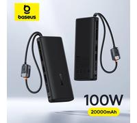 Baseus 20000mAh 100W Power Bank Cavo doppio USB-C integrato Ricarica rapida Display digitale Power Bank per iPhone 17 Pro Max Samsung