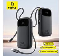 Baseus 22,5 W 10000 mAh 20000 mAh Power Bank USB-C retrattile integrato e cavo Lightning per iPhone 16 Samsung S25 Xiaomi Poco