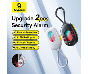 Baseus 2PCS Rilevatore di allarme di sicurezza Aggiornamento sensore di protezione del suono per rilevatore di apparecchiature di allarme antifurto per telecamera per porte e finestre