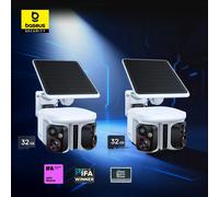 Baseus 2Pcs Telecamera di Sicurezza X1 Pro per Esterni, Doppia Fotocamera Wireless 3K, Pannello Solare, Riconoscimento Facciale, Telecamera AI Intelligente con Scheda SD da 32G