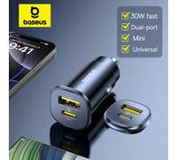 Baseus 30W Caricabatteria da auto Doppia porta USB Tipo-C Ricarica rapida PD QC FCP AFC Per Tablet iPhone 16 15 Samsung S24 S25 Xiaomi Huawei