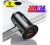 Baseus 30W caricabatteria da auto USB Quick Charge 4.0 3.0 FCP SCP USB PD per Xiaomi iPhone16 15 14 Pro Max caricabatteria da auto a ricarica rapida