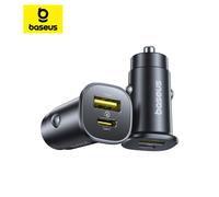 Baseus 30W USB Caricabatteria da auto Tipo C Adattatore per caricabatteria da auto a doppia porta a ricarica rapida per iPhone Samsung Xiaomi Huawei in auto
