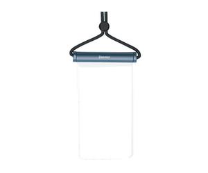 BASEUS 335831 CUSTODIA CON CORDINO per Smartphone Universale fino a 7.2", Blu, Trasparente