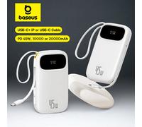 Baseus 45W 20000mAh Power Bank 10000mAh USB-C retrattile integrato e cavo Lightning per iPhone 17 16 15 Samsung S25 Xiaomi Poco