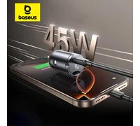Baseus 45W Caricabatteria da auto UFCS PPS QC PD Ricarica rapida per tablet iPhone 17 16 15 14 Samsung Xiaomi HUAWEI Mini Caricatore per telefono per auto