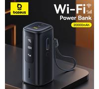 Baseus 4G MiFi Power Bank 20000mAh 67W Cavo USB-C staccabile Alimentatore portatile per batteria esterna Wi-Fi Connesso Power Bank