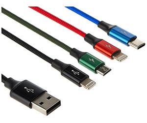 Baseus 4in1 Ladekabel 2X Lightning, USB-C und Micro USB (120 cm Ladekabel geeignet für iPhone 11, iPhone XS/XS Max/XR, iPhone 6/6s/7/8, Android), Schwarz, oneplus x