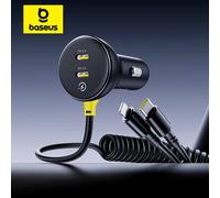 Baseus 60W Caricabatteria per auto Cavo a molla retrattile PD QC SCP FCP AFC Ricarica rapida per iPhone Samsung Xiaomi Caricabatteria per telefono per auto