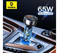 Baseus 65W caricabatteria da Auto USB tipo C doppia ricarica rapida per telefono Tablet Laptop accendisigari adattatore per caricabatterie automatico accessori