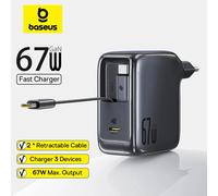 Baseus 67W 100W Caricatore rapido GaN Caricatore USB C Cavo retrattile Caricatore per telefono per iPhone Caricatore per laptop Samsung Caricatore PD QC