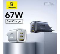 Baseus 67W GaN Caricatore Mini USB C Caricatore rapido Caricatore per telefono a ricarica rapida per iPhone 17 16 Caricatore da viaggio portatile per laptop