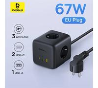 Baseus 67W GaN Caricatore rapido Ciabatta 3AC 3680W Presa USB-C Stazione desktop di ricarica rapida per laptop iPhone Samsung Xiaomi