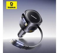 Baseus 90W Caricabatteria per auto Type-C iP Doppio cavo retrattile Caricatore per telefono PD QC SCP AFC PPS Ricarica rapida per iPhone Samsung Xiaomi