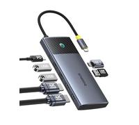 Baseus Adattatore 7 in 1 USB C Hub Dual HDMI per MacOS con 2 HDMI, 10 Gbps USB-A e USB-C, 2 USB-A 3.0, 100 W PD, Docking Station per Laptop MacBook Pro Air M1 M2 M3