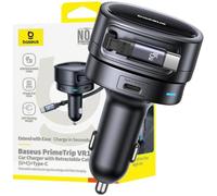 Baseus Baseus PrimeTrip VR1 60W USB-A USB-C Caricatore Accendisigari con Cavo USB-C retrattile - Nero