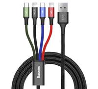Baseus 4in1 Ladekabel 2X Lightning, USB-C und Micro USB (120 cm Ladekabel geeignet für iPhone 11, iPhone XS/XS Max/XR, iPhone 6/6s/7/8, Android), Schwarz, oneplus x