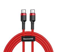 Baseus Cafule Tipo C a Tipo C - 60W-20V-3A | PD/2.0-QC 3.0, cavo e connettore rinforzati, durevole (2M, rosso-rosso)