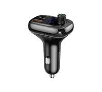 Baseus Car Charger Bluetooth FM Transmitter S-13, BT. 5.0, 10m Range, USB-A QC 12V/ 2.4A, USB-A 5V/ 1.5A, Type-C 12V/ 2.4A, Black (CCMT000101)