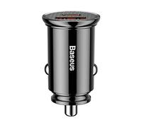 Baseus Caricabatteria da auto circolare USB-C con ricarica rapida PD 3.0 per iPhone 12, iPhone 11, iPad Pro, Quick Charge 4+ per Samsung Galaxy S20, S10 e S9, 30W per Huawei, nero