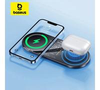 Baseus Caricabatterie wireless doppi da 20 W per iPhone 16 15 14 Airpod Pro Caricabatterie wireless Qi veloce per Samsung Xiaomi 12 Pro Tappetino di ricarica