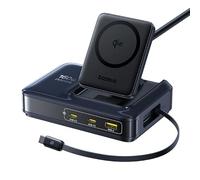 Baseus Caricatore USB C 160W Magsafe Qi2 Stazione di Ricarica 5 In 1, Caricatore con Cavo Retrattile USB C 100 W Compatibile con iPhone 17-12 Serie, MacBook Pro/Air, iPad Pro usw