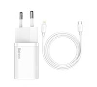 Baseus CARRELLO DA PARETE SUPER SI 1C RAPIDO USB TIPO C 20W Power Delivery + USB Tipo C - Capo Lightning 1M Branco (Tzccsup