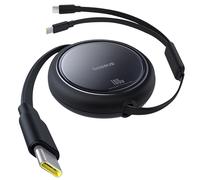 Baseus, Cavo retrattile 2x USB-C 100W ricarica rapida e trasferimento dati, Nero