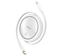 Baseus Cavo USB C a Lightning, cavo di ricarica rapida da USB C a Lightning retrattile da 20 W, compatibile con iPhone 14/13/13 Pro/13 Pro Max/12/12 Pro/11/XS MAX/8 Plus, iPad Pro, bianco