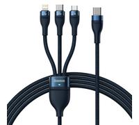 Baseus Cavo USB Flash Serie 2 3 in 1, USB-C + Micro USB + Lightning, 100 W, 1,5 m (Blu)
