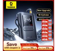 Baseus Compressore d'aria portatile per pompa d'aria per auto senza fili per auto, motocicli, biciclette, gonfiatore elettrico per pneumatici con display digitale LCD