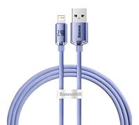 Baseus Crystal Shine Series - Cavo di ricarica rapida e dati USB 2.4 A per iPhone 14 13 12 Pro Max 1,2 m (viola)