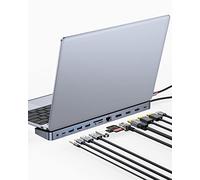 Baseus Docking station per computer portatile, 4K Multitasking USB C Docking Station con 2 HDMI+DP, PD, 3 USB-A, RJ45, Audio, lettore di schede TF/SD, hub USB compatibile per