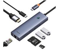 Baseus Hub 7w1 UltraJoy 7-Port (USB-C to 1xHDMI4K@30Hz + 2xUSB 3.0 + 1xPD +RJ45 + SD/TF3.0)