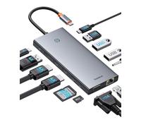 Baseus Docking Station USB-C 3 Monitor, Chip Ottimizzato,13-In-1 Hub USB-C, 2*HDMI e 1*DP 4K 60Hz, VGA, USB 3.1, PD 100W, Ethernet, Per Laptop
