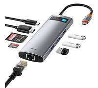 Baseus docking station USB C 8 in 1, adattatore USB C con HDMI 4K, 3 USB 3.0, lettore TF/SD, Ethernet, 100 W Power Delivery compatibile con MacBook, Surface, iPad, Steam Deck o altri dispositivi