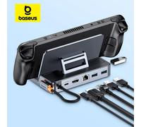Baseus Docking station USB C per Steam Deck Nintend Switch 6-in-1 da tipo C a 4K a 60Hz Hub USB 3.0 Gigabit Ethernet compatibile HDMI