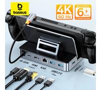 Baseus Docking station USB C per Steam Deck Nintend Switch da tipo C a HDMI compatibile 4K a 60Hz RJ45 PD 100W Tipo C Hub USB 3.0