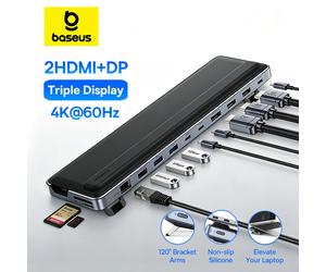 Baseus EH3 Hub USB C 12 in 1 HDMI DP 4K 60Hz Tripla Display 3.2 per MacBook Laptop PD 100W HUB tipo C con supporto Docking station