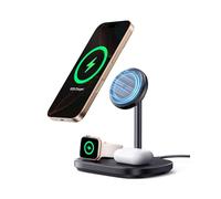 Baseus EnerFill Caricatore Wireless 3 in 1 con Raffreddamento, Stazione di Ricarica Wireless da 22,5 W, per Apple Watch e iPhone 16 15 14 13 12 Pro Max Plus, AirPods, con Caricatore da 45 W