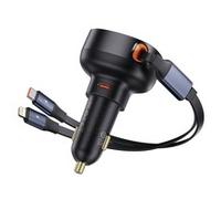 Baseus caricabatteria da auto da 60W doppio cavo retrattile Type-C USB QC PD PPS caricabatteria da auto a ricarica rapida per iPhone Samsung Xiaomi