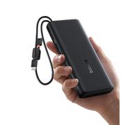 Baseus FC41 Powerbank da 100 W, 20000 mAh, per laptop, ricarica rapida, con 2 cavi USB-C integrati, batteria esterna per cellulare per MacBook Pro, iPhone, Dell, HP, SteamDeck, Samsung, nero