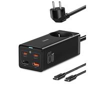 Baseus GaN III - Caricatore USB C 65 W, alimentatore multiplo con presa, 5 in 1 con cavo di ricarica, caricatore portatile per iPhone 14 Pro Max 13/12, MacBook, iPad, Galaxy, Pixel, Tablet